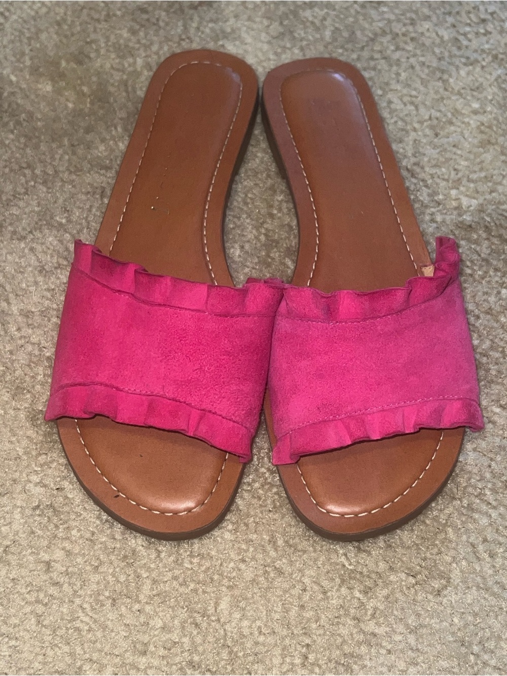 Jack Rogers Pink Ruffle Slide Sandals